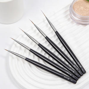 Ensemble de pinceaux professionnels de haute qualité pour nail art noir, personnalisés, pinceaux liner pour nail art, 5 pièces, 7/9/11/15/20 mm - Product Image 2