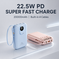 Mini Power Bank 10000mAh PD 22.5W Charge Rapide Portable avec 4 Câbles Intégrés et 2 Lampes Torches LED avec Affichage LED