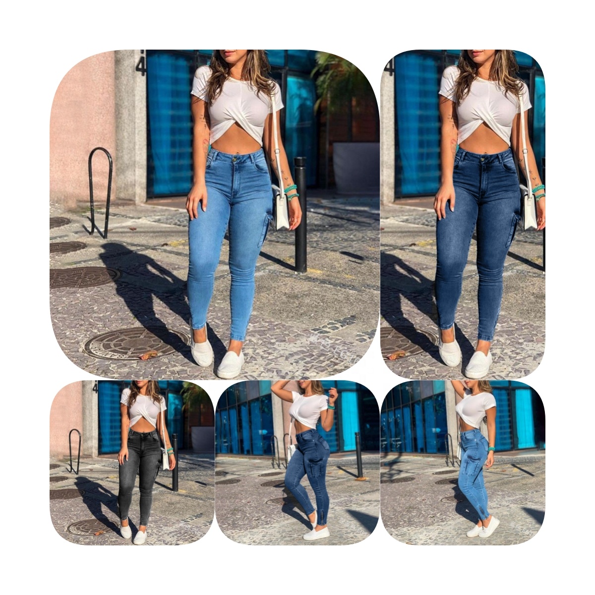 Jeans skinny pour femmes Classic High Rise Stretch Bootcut Stacked Pull-On Denim Pants Long Trousers