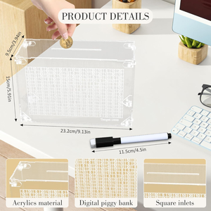 Boîte de dépôt d'argent numérique en acrylique OEM coffre-fort pratique <span class=keywords><strong>banque</strong></span> d'argent d'épargne numérique pour l'épargne comptage de pièces produit tirelires - Product Image 6