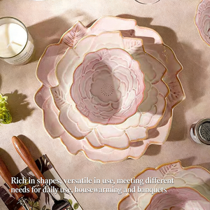 Nouveau modèle 2026 – Ensemble de <span class=keywords><strong>vaisselle</strong></span> en céramique style rétro dégradé rose, assiette à poisson, plat domestique, <span class=keywords><strong>vaisselle</strong></span> pour bol à riz - Product Image 2