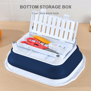 多功能可折叠塑料切菜板二合一设计，用于家用洗涤排水野餐储物 - Product Image 6