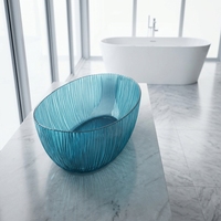 Baignoire autoportante de luxe en acrylique, style italien moderne et léger, avec drain écologique, personnalisable pour hôtels/villas