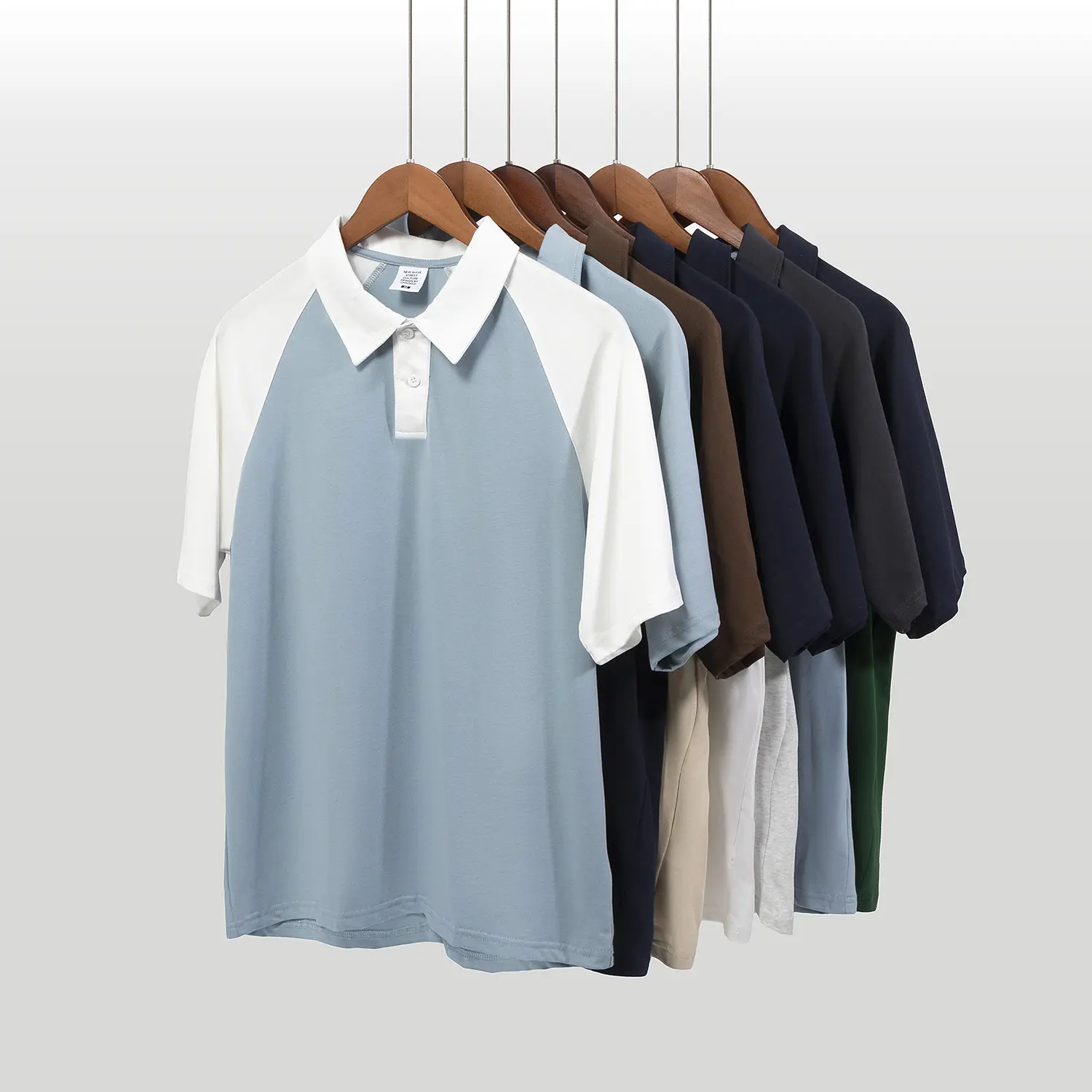 S-4XL Pure cotton color matching T-shirt Flip collar T-shirt polo shirt