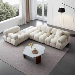 Ensemble de canapés en velours en forme de nuage avec solution d'angle confortable pour salon, rembourrage en éponge compressée, tissu pour appartement et hôtel - Product Image 3