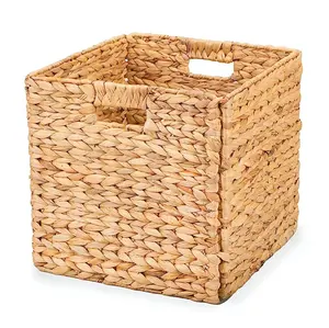 Made In Vietnam Water Hyacinth Baskets Seagrass Wicker Basket With Handles Two Dimensions For Kitchen Or Bathroom