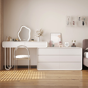 طاولة تزيين صلبة فاخرة وخفيفة لغرفة النوم تصميم إنستغرام مع دلو مكتب مكياج مكياج متكامل - Product Image 3