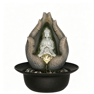 Zen Buddha Tabletop Water Fountain with LED <strong>Light</strong> Relaxing Indoor Water <strong>Feature</strong> - Product Image 1