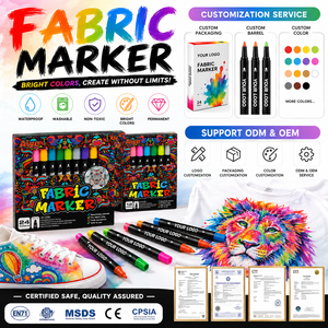 Marqueurs textiles permanents <span class=keywords><strong>pour</strong></span> <span class=keywords><strong>tissu</strong></span>, vente flash, 24 couleurs, lavables, indélébiles, stylo <span class=keywords><strong>marqueur</strong></span> <span class=keywords><strong>pour</strong></span> peinture textile, imperméable, non toxique - Product Image 2