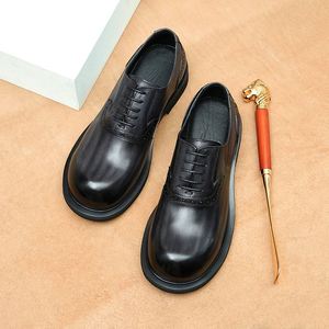 Nouvelles Chaussures en Cuir Colorées Respirantes et Durables, Style Oxford à Lacets, Décontractées et Habillées, avec Fonction Rehausseur de Taille, Imperméables pour l'Automne - Product Image 2