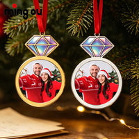 Weihnachtsschmuck aus Zinklegierung, Goldfarben, Sublimationsdruck, auf Lager, Großhandel, Ring mit Foto, festliches Weihnachtsandenken