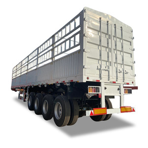 Semirremolque de Acero de <span class=keywords><strong>Segunda</strong></span> <span class=keywords><strong>Mano</strong></span> de <span class=keywords><strong>4</strong></span> <span class=keywords><strong>Ejes</strong></span> y 16 Ruedas, Remolque de Carga Completo con Barra de Tracción y Pared Lateral, Capacidad de Carga Máxima de 50T - Product Image 5