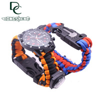 Bracelet Paracorde EDC Kit de Survie Multitool Montre Sifflet Corde d'Urgence pour Extérieur avec Couteau Camping