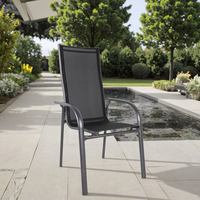 Chaise d'extérieur moderne empilable en aluminium pleine masse, à dossier haut, imperméable et durable pour cour et parc