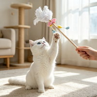 Jouet anti-morsure pour chat avec plume et clochette, sûr, pour jeu quotidien en intérieur, divertissement pour chatons, vente en gros, jouet d'exercice anti-ennui pour chat