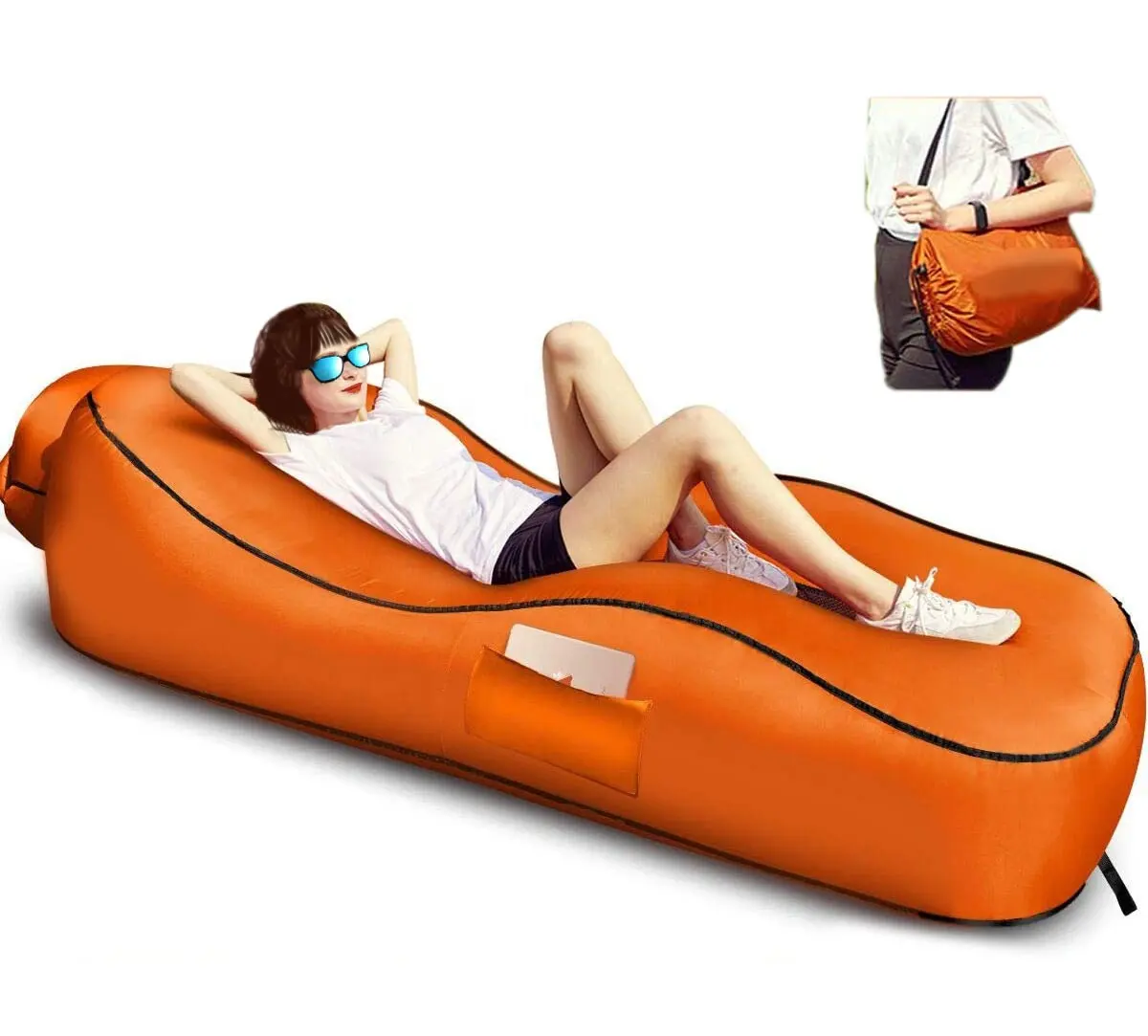 Camping Inflatable Sleeping Bag Air Lounger Couch Mattress Lazy Sofa Bed