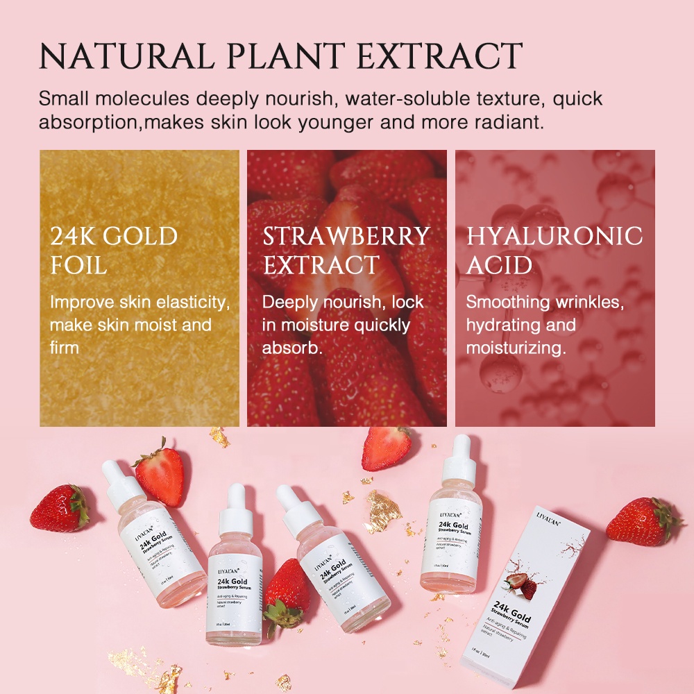 Strawberry Face Serum - 24K Gold Anti-Aging & Whitening