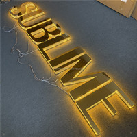 Enseigne LED lumineuse extérieure en acier inoxydable 3D personnalisée par le fabricant, publicité commerciale éclairée, étanche IP54