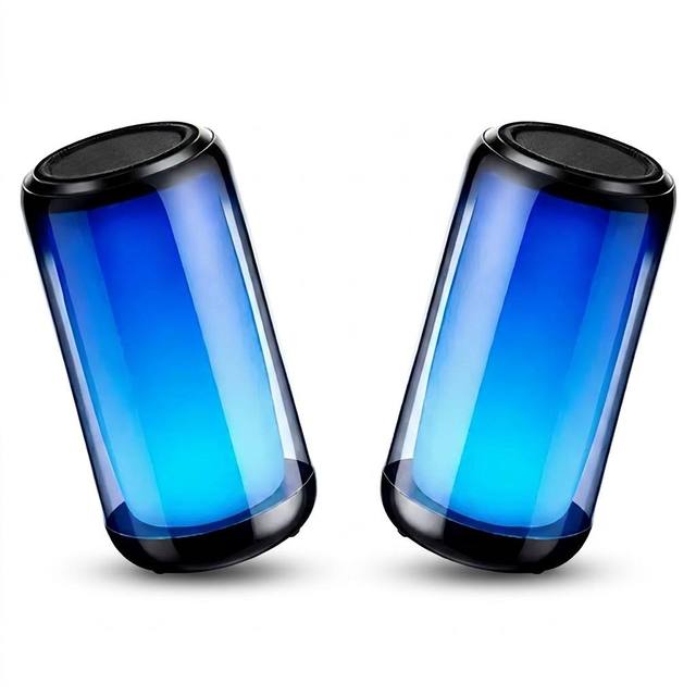 360° RGB Color Changing LED Light Wireless  Sound Box, Portable Heavy Bass Stereo Speaker for Desktop Gaming Party