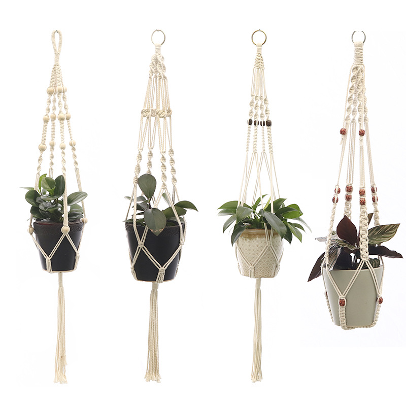 Creatieve Wanddecoraties Voor Home Handgemaakte Katoenen Macrame Plant Hanger Indoor Plant Opknoping Mand