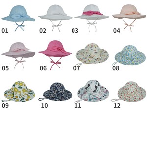 Fff1364 mùa hè UPF50 + Bowknot Sun Visor Toddler bé bãi biển Sun hat có thể điều chỉnh trẻ em rộng vành xô hat - Product Image 6