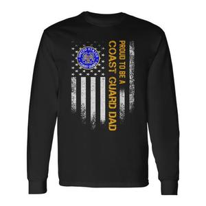 T-shirt a maniche lunghe con design della bandiera americana, orgoglioso di essere papà della Guardia Costiera - Product Image 1