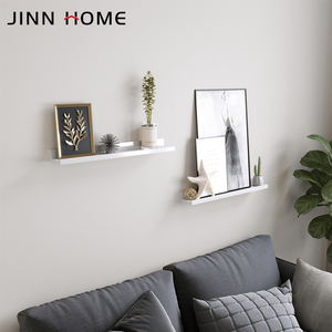 Juego de 2 estantes flotantes de madera blanca, repisa de pared para sala de estar, cocina, almacenamiento para marcos de fotos, libros, <span class=keywords><strong>estante</strong></span> de esquina de pared - Product Image 3