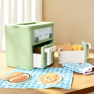 Ensemble de cuisine en bois pour enfants avec <span class=keywords><strong>friteuse</strong></span> à air et micro-ondes factices – <span class=keywords><strong>Jouet</strong></span> éducatif pour jeu de rôle préscolaire - Product Image 3