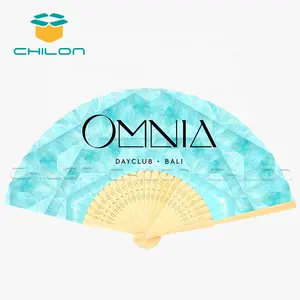 Bamboo Promotional Fan OEM High Quality Bamboo Paper Double Sided Hand Fan For Promotion