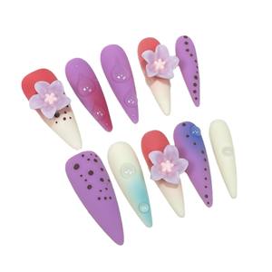 Pegatinas de <span class=keywords><strong>uñas</strong></span> de <span class=keywords><strong>verano</strong></span> de Punta larga contraste colorido hecho a mano francés usable lunares flor calcomanías de <span class=keywords><strong>uñas</strong></span> <span class=keywords><strong>largas</strong></span> prensa en las <span class=keywords><strong>uñas</strong></span> - Product Image 2