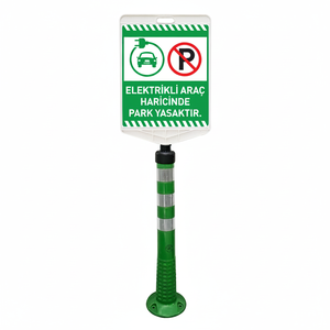 Juego de delimitadores verdes para vehículos eléctricos, señalización de aparcamiento verde impresa por ambos lados para estacionamientos, prohibido el aparcamiento para todos - Product Image 2