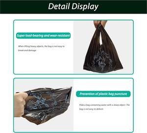 Bolsas de Camiseta Negras con Logotipo Personalizado, Impresión por Grabado, Biodegradables, de Plástico PE, para Compras, Restaurantes y Empaquetado al por Mayor - Product Image 2