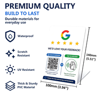 Support Google Review avec puce NFC préprogrammée et code QR, en PVC, design étanche pour comptoir, pour la collecte de commentaires clients professionnels sur bureau/table