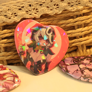 Vigreat <span class=keywords><strong>2025</strong></span> Quá Trình Mới 58Mm Tùy Chỉnh Pin Hình Trái Tim Kim Loại Holographic Tinplate Huy Hiệu Nút - Product Image 2