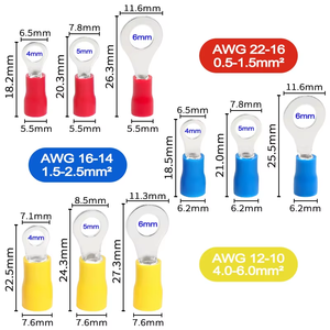 RV2-3/4/5/6/8/10/12 AWG 16-14 1.5mm²~2.5mm² Terminal isolé annulaire en laiton pour câble - Product Image 4