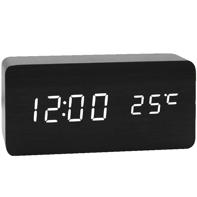 Electronic Desktop USB/Battery Powered Clocks Table Decor LED Wooden Alarm Clock Watch