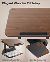 Support pour ordinateur portable debout pour bureau Support stable pour ordinateur portable avec tapis de souris pliable Bureau debout avec 4 hauteurs réglables