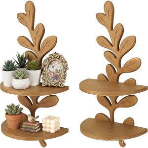 Wooden <b>wall</b>-<b>mounted</b> tree-shaped <b>shelf</b>, <b>wall</b> decoration, green plant storage rack, wooden multi-functional household <b>shelf</b> - Product Image 5