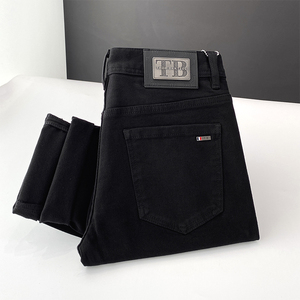 Pantalones Vaqueros Negros Lavados de Primavera y Otoño para Hombre, Pantalones Casuales de Negocios de Alta Gama, Pantalones Rectos de Pierna Pequeña con Contraste de Color Simple - Product Image 2