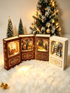 Nuovi regali natalizi a forma <span class=keywords><strong>di</strong></span> libro, Babbo Natale, pupazzo <span class=keywords><strong>di</strong></span> neve, fiocchi <span class=keywords><strong>di</strong></span> neve, carillon, lanterna a vento, atmosfera e decorazione da scrivania - Product Image 6