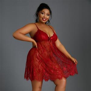 Ensemble de pyjamas pour femmes rouges, sexy et romantiques, sous-vêtements en dentelle à taille basse pour femmes - Product Image 5