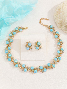 Pendientes y collares a la moda <span class=keywords><strong>para</strong></span> <span class=keywords><strong>mujer</strong></span>, joyería de boda de Oriente Medio, joyería ecológica - Product Image 1