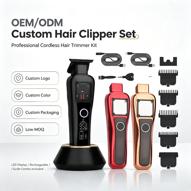 Professional Electric Hair Trimmer DLC Blade LCD Display Fast Charging USB Hair Clippers for Man Household & Hotel OEM/ODM