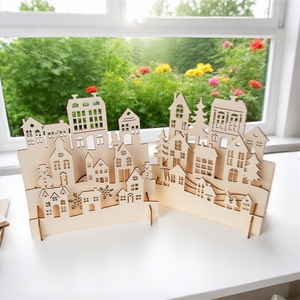 Maison en bois écologique à assembler en 3D pour la décoration intérieure, les loisirs créatifs ou les décorations de Noël - Product Image 4