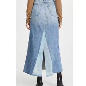 กระโปรงยีนส์ดีไซน์ใหม่สำหรับฤดูร้อน สีดำฟอก ผ้าฝ้าย สำหรับผู้หญิง ขายส่ง - Product Image 2