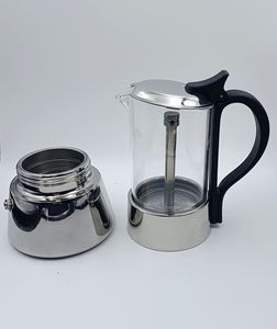 Cafetière italienne personnalisée commerciale 4/6 tasses expresso en verre, <span class=keywords><strong>filtre</strong></span> en acier inoxydable moka pot - Product Image 5