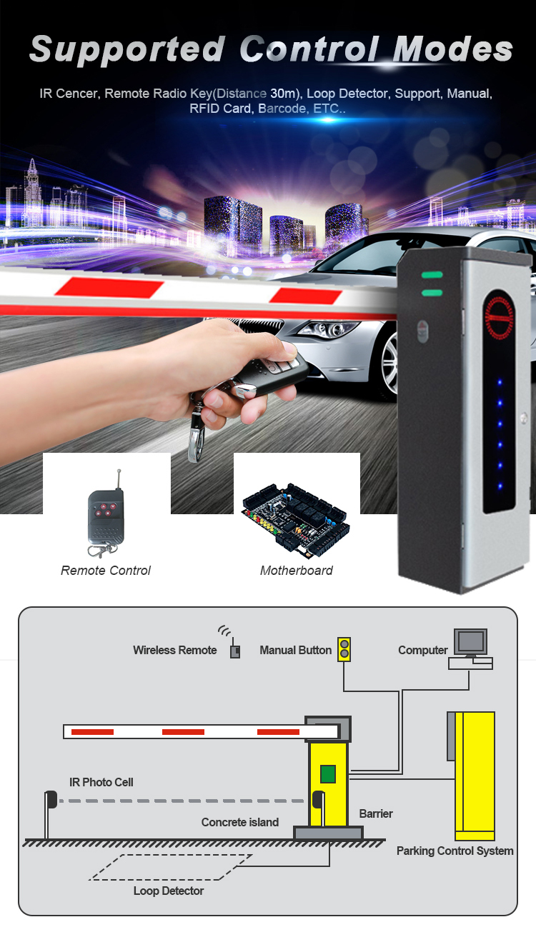 3s 6s Lift Time LPR Parking System , 6m Parking Barrier Gate System