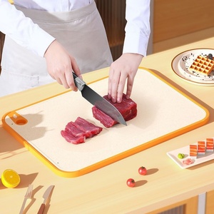 Planche à découper double face en plastique et paille de blé, accessoires de cuisine pour couper la viande, les légumes et les fruits - Product Image 3
