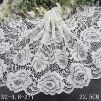 Noir blanc élastique dentelle 23cm coloré extensible maille dentelle garniture tissu pour femmes robe vêtement Spot vente