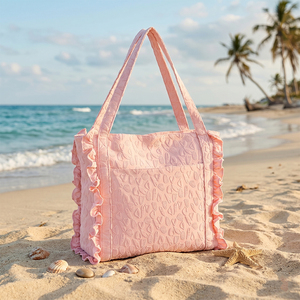 Sac à bandoulière en tissu éponge pour femme, sac fourre-tout de plage en forme de coquillage, cadeau de demoiselle d'honneur en gros - Product Image 1